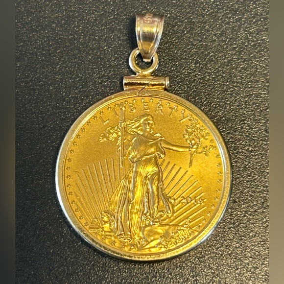 2016 1/4 10$ American Gold Eagle BU 22K Solid Gold Coin & 14k Coin Edge Bezel {B - Picture 3 of 14